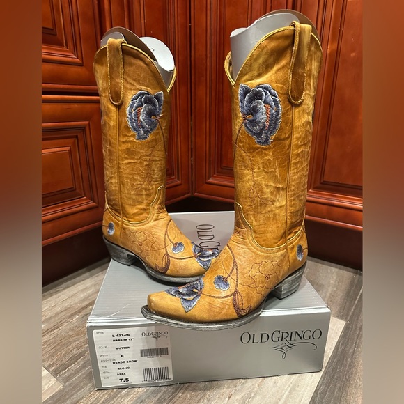 Old Gringo Shoes - Old Gringo Marsha Butter Cowboy Boots Floral Embroidery Flower Western Rare